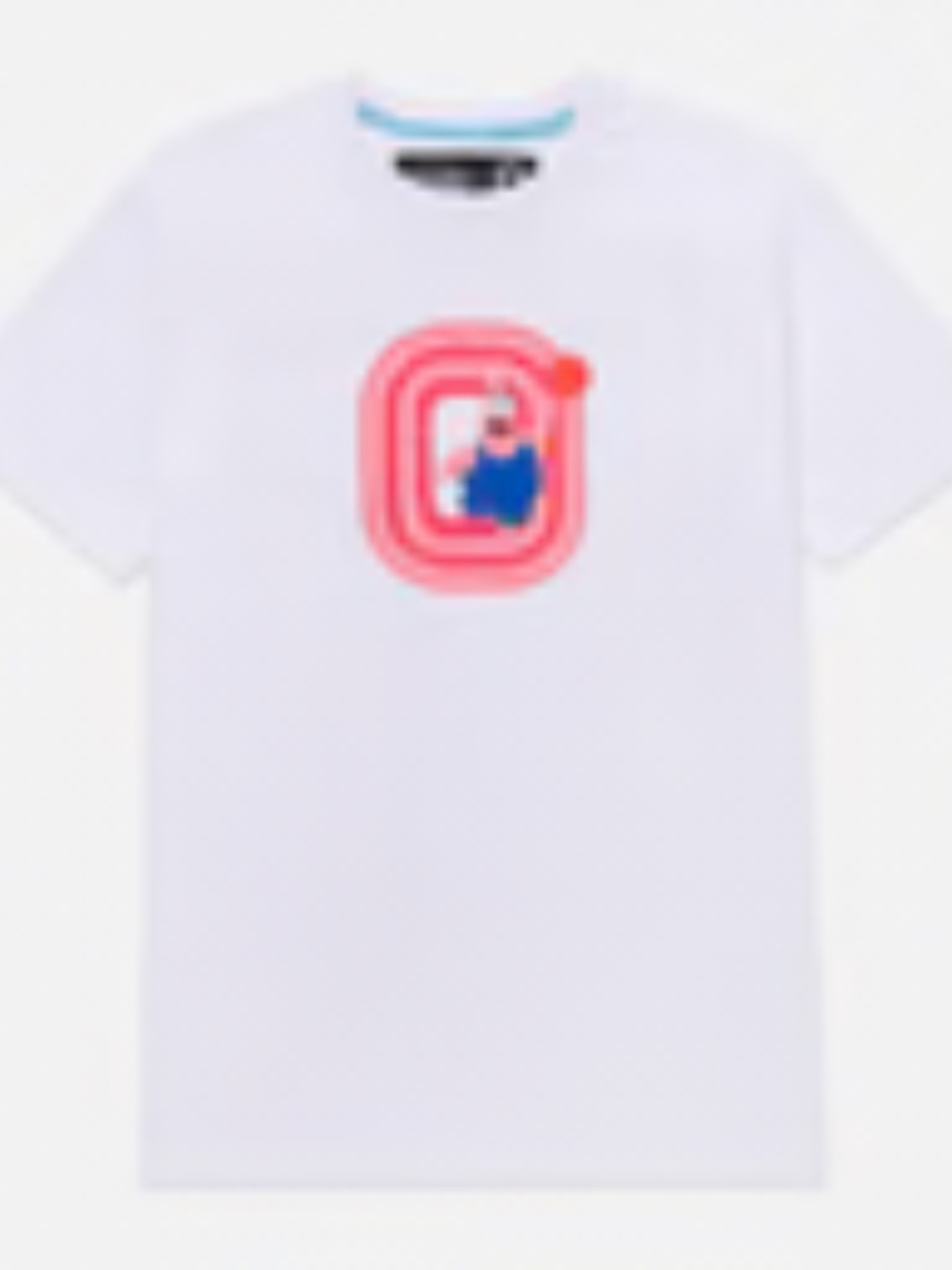 Men's overtime  White Graphic Tee with Pink Patrick Star Basketball Motif